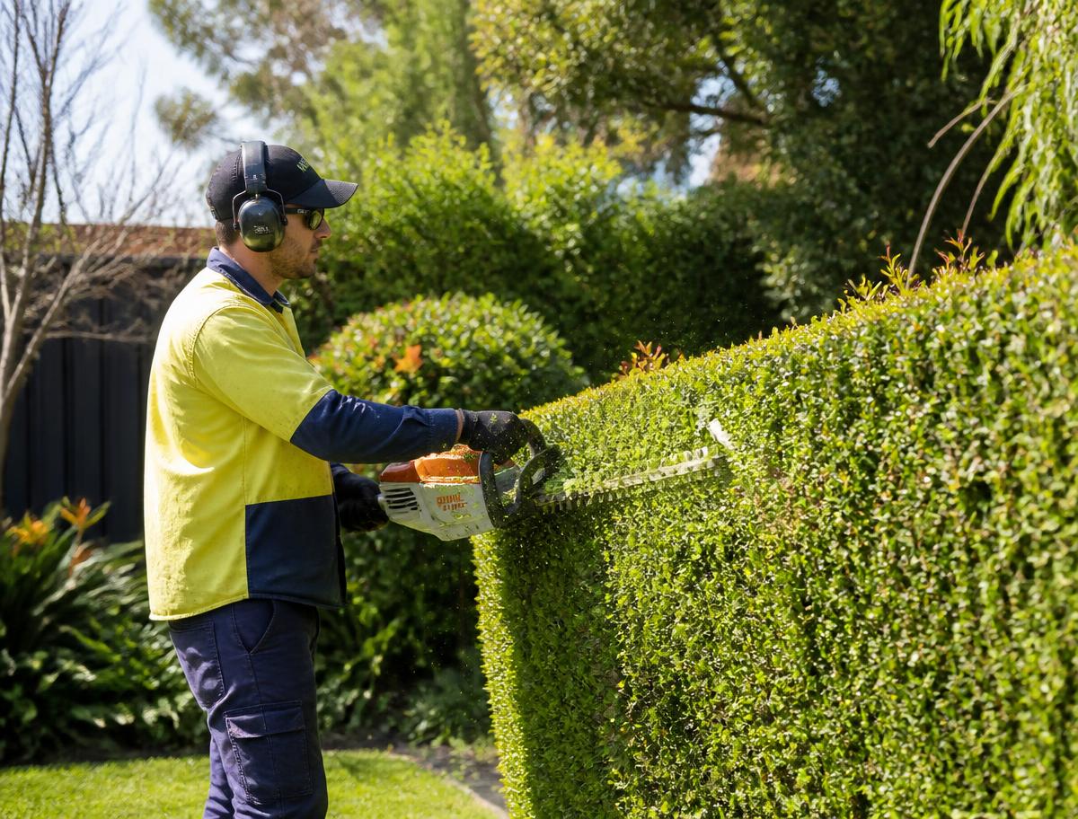 Formal hedge trimmed along a Fremantle strata complex boundary
